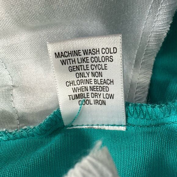 Studio Works Turquoise Blue Capri Cropped  Pants Zip Snap Closure Womens Size 14 - Picture 6 of 7